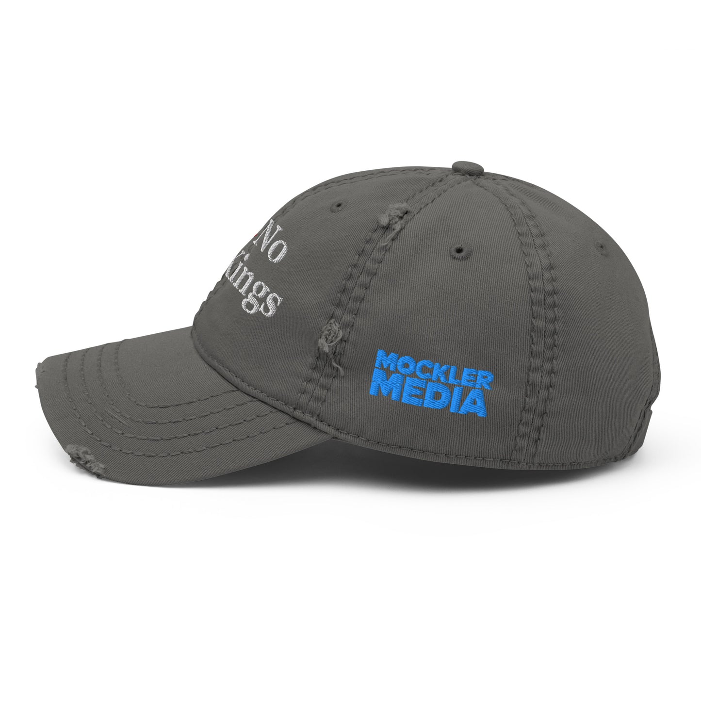 Embroidered No Kings Distressed Dad Hat, Gray