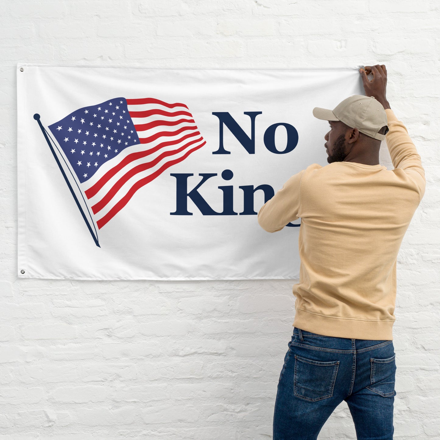 Extra Large No Kings Flag, White, 56x34.5in