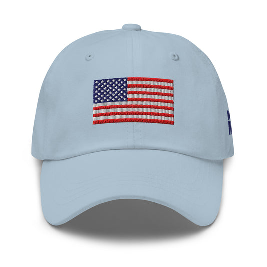 Embroidered Flag Dad Hat, Light Blue