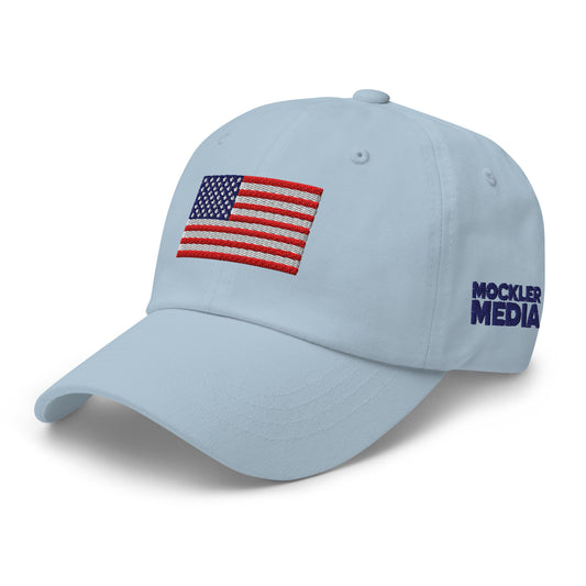 Embroidered Flag Dad Hat, Light Blue