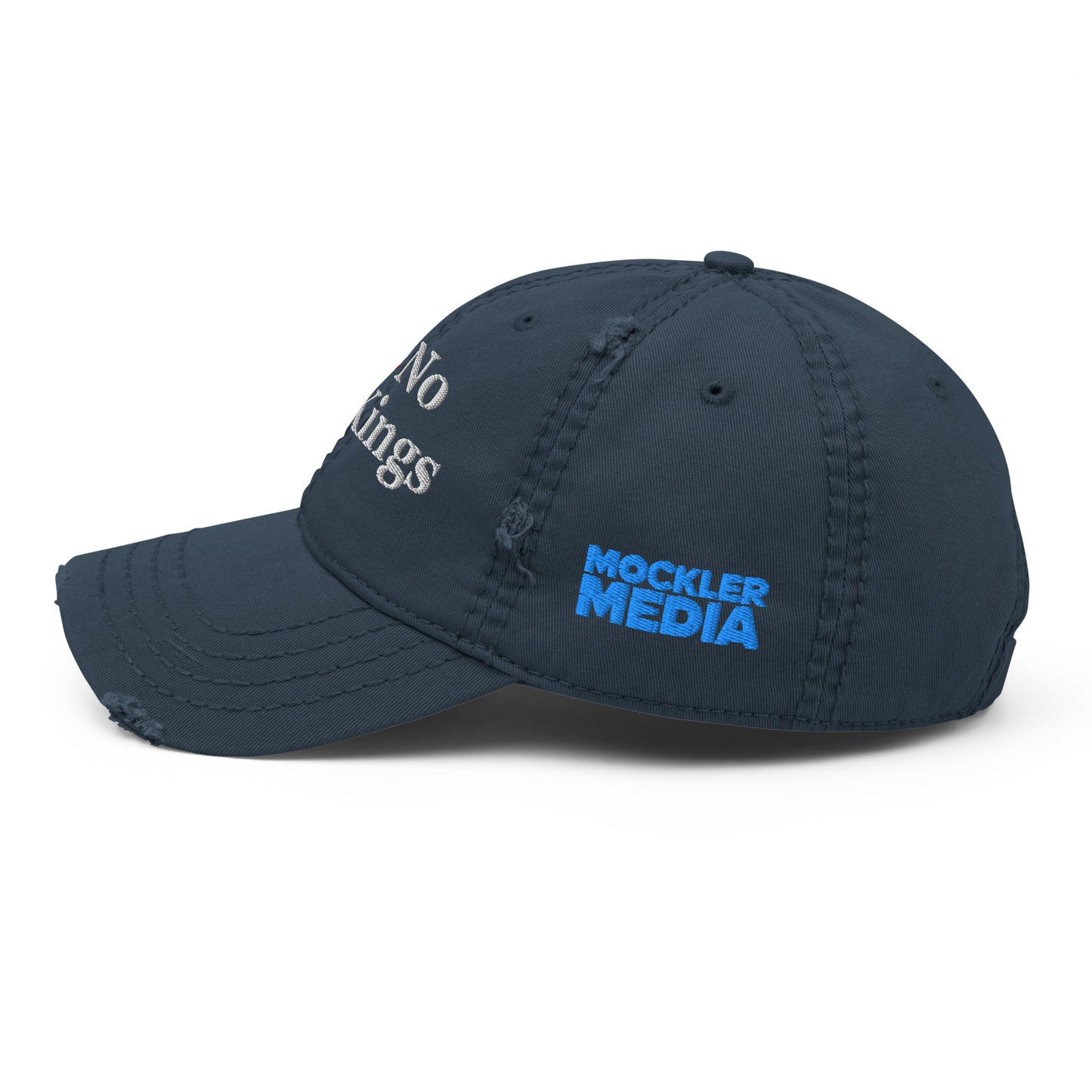 Embroidered No Kings Distressed Dad Hat, Navy
