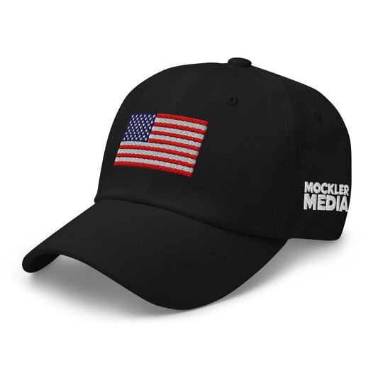 Embroidered Flag Dad Hat, Black