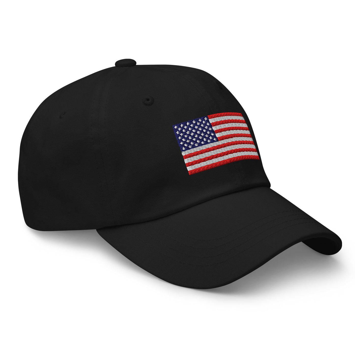Embroidered Flag Dad Hat, Black