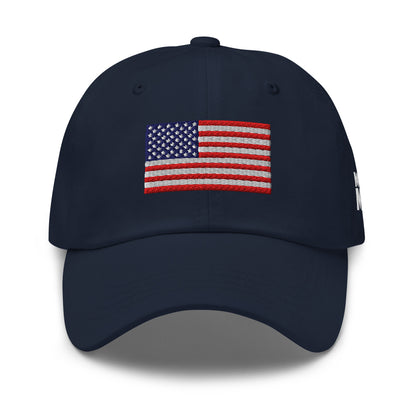Embroidered Flag Dad Hat, Navy