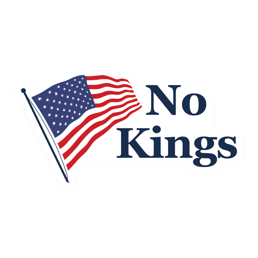 No Kings Sticker, White, 3x1.6"in