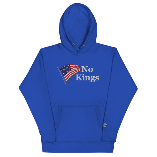 No Kings Embroidered Hoodie, Blue