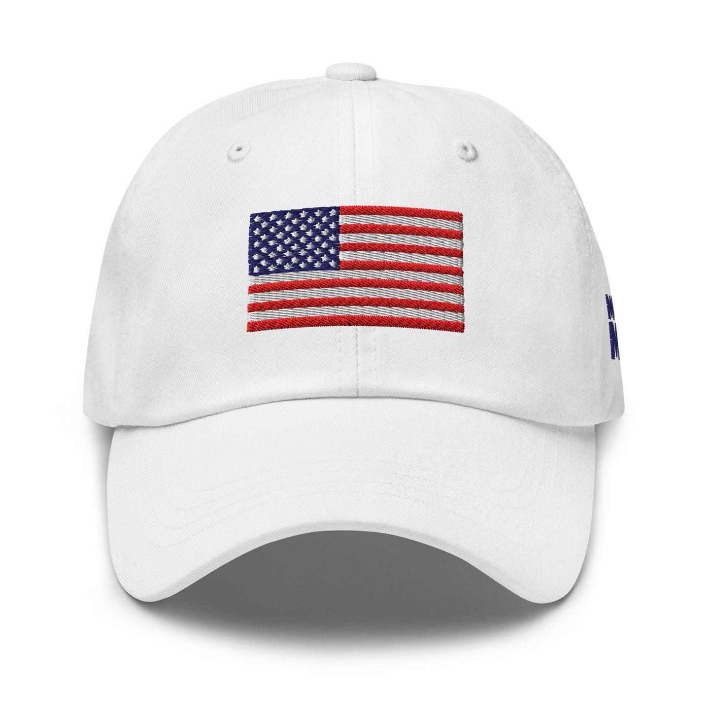 Embroidered Flag Dad Hat, White