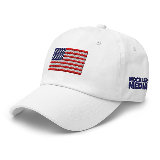 Embroidered Flag Dad Hat, White