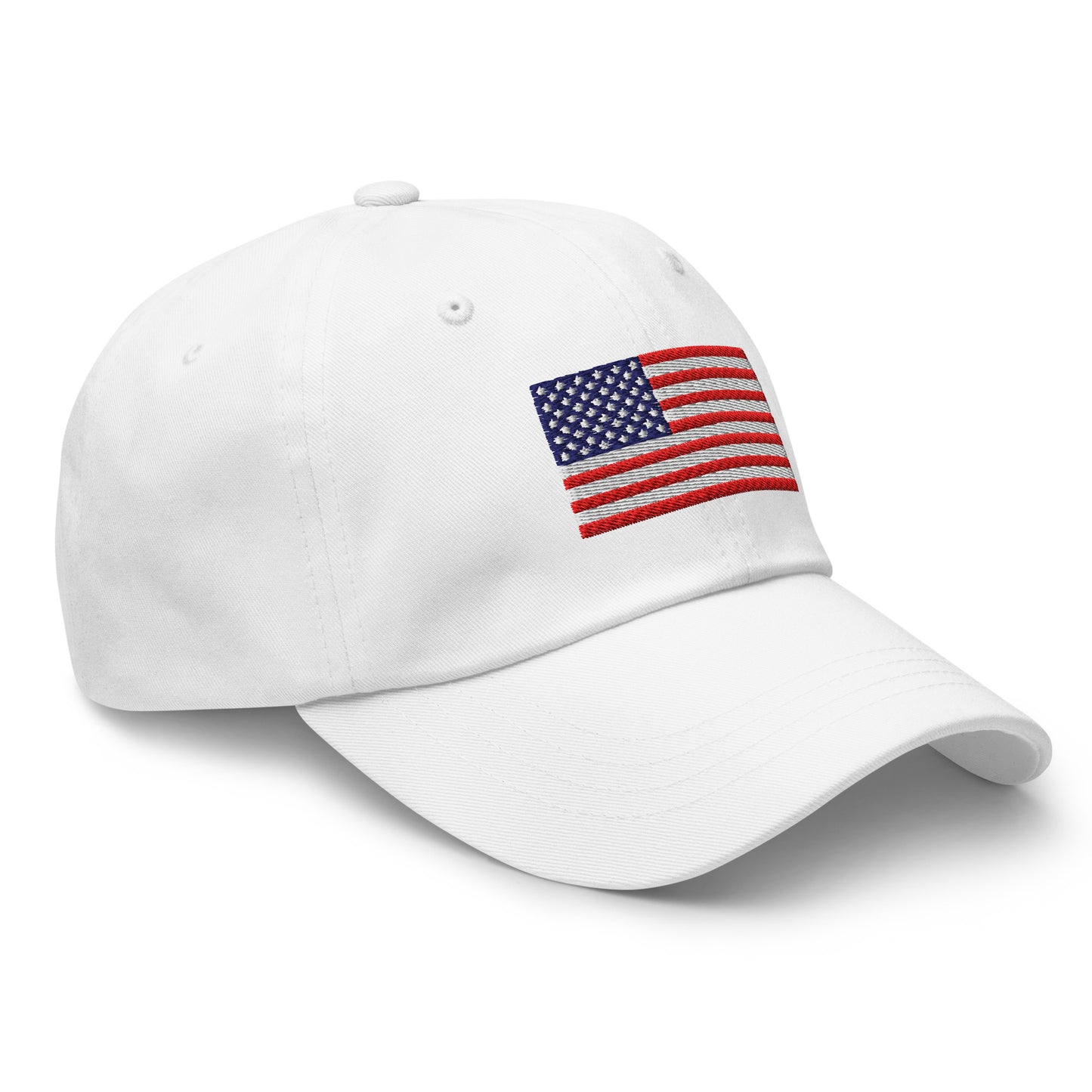 Embroidered Flag Dad Hat, White